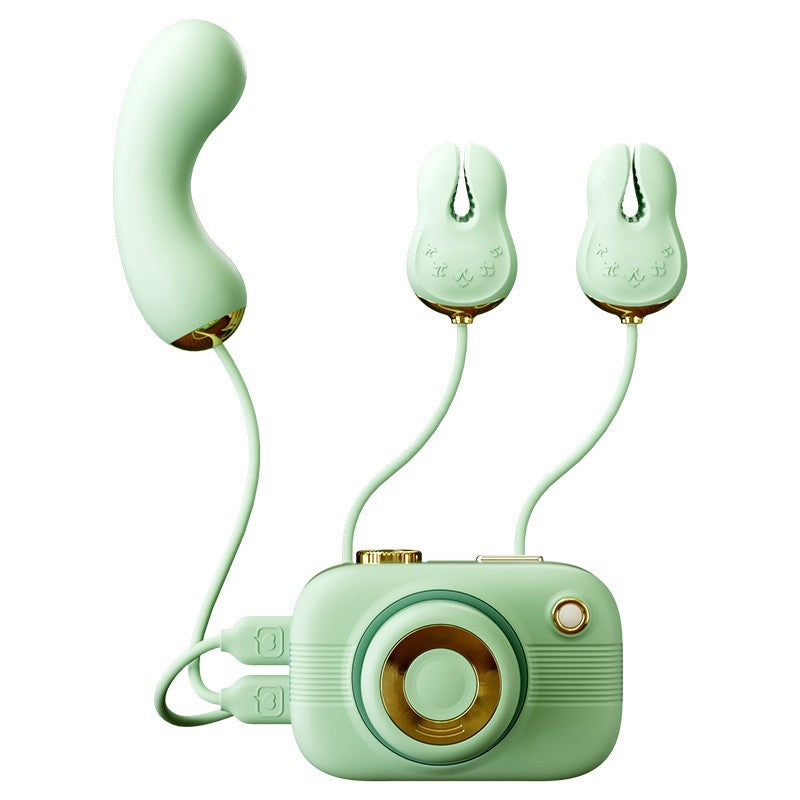 Camera Clit Suction & G-Spot Vibrator with Nipple Clamps