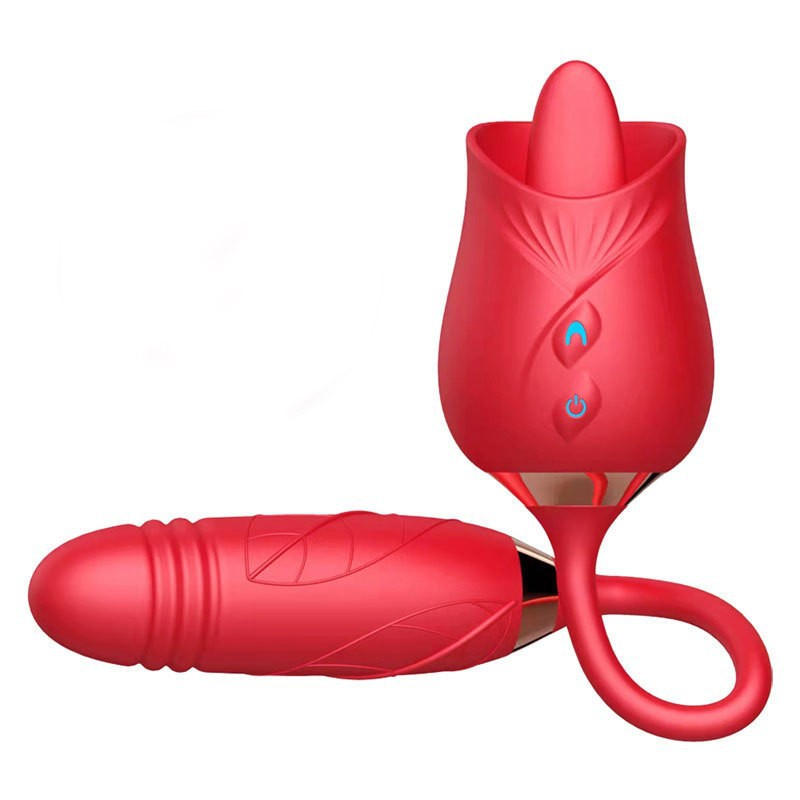 YW Clit Licking & G-Spot Thrusting Rose Vibrator