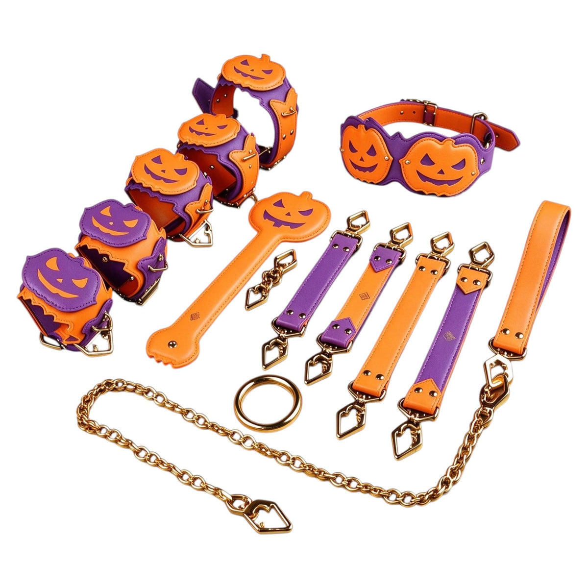 FUNSM Halloween Pumpkin Leather Bondage Set