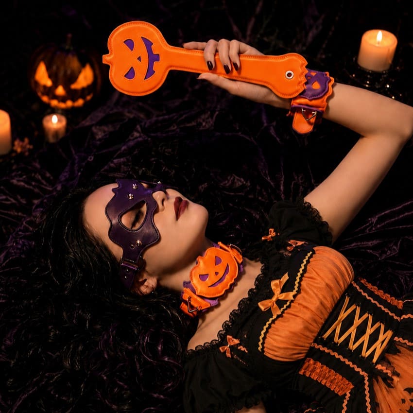 FUNSM Halloween Pumpkin Leather Spanking Paddle