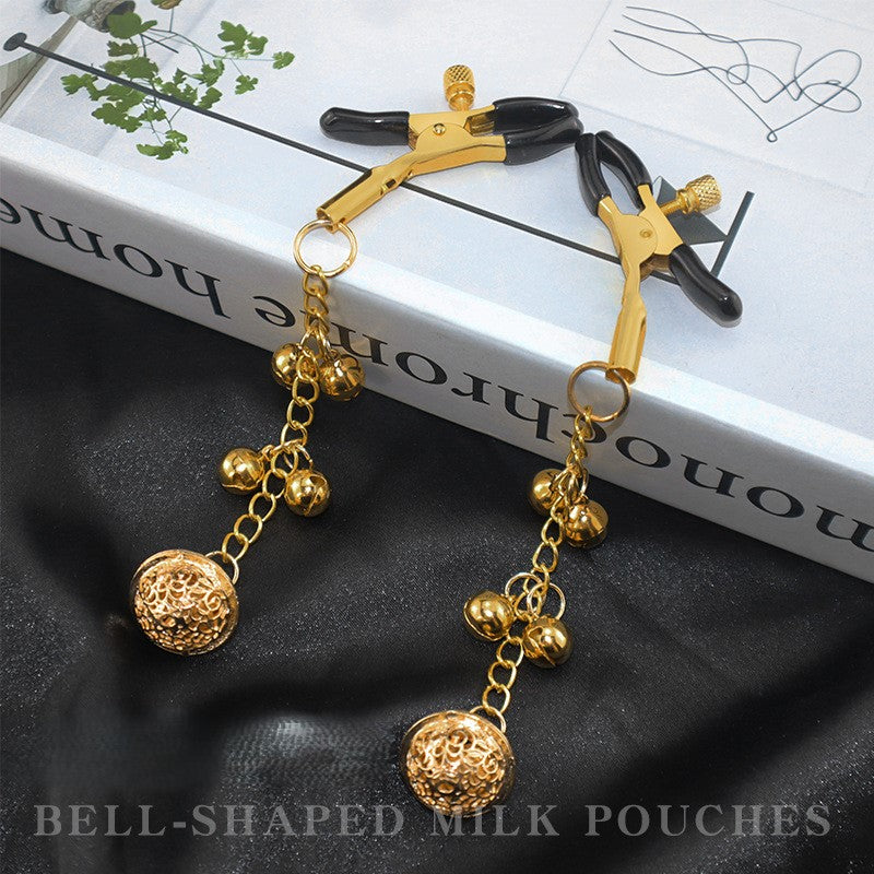 Golden Bell Adjustable Alligator Nipple Clamps with Chain