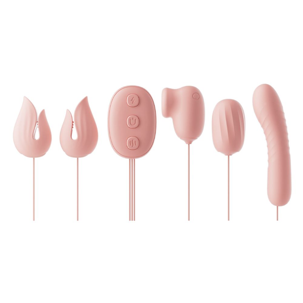 Jiuuy Electro Shock Vibrating Nipple Clamps with Clit Sucker, Bullet & G-Spot Vibrator