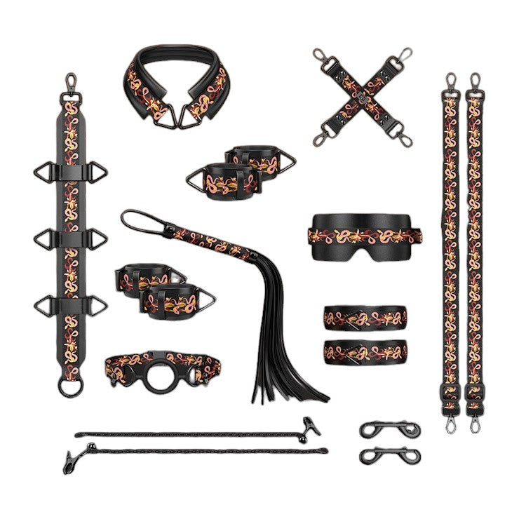 LOCKINK Flowering Serpent Leather Bondage Restraint Set