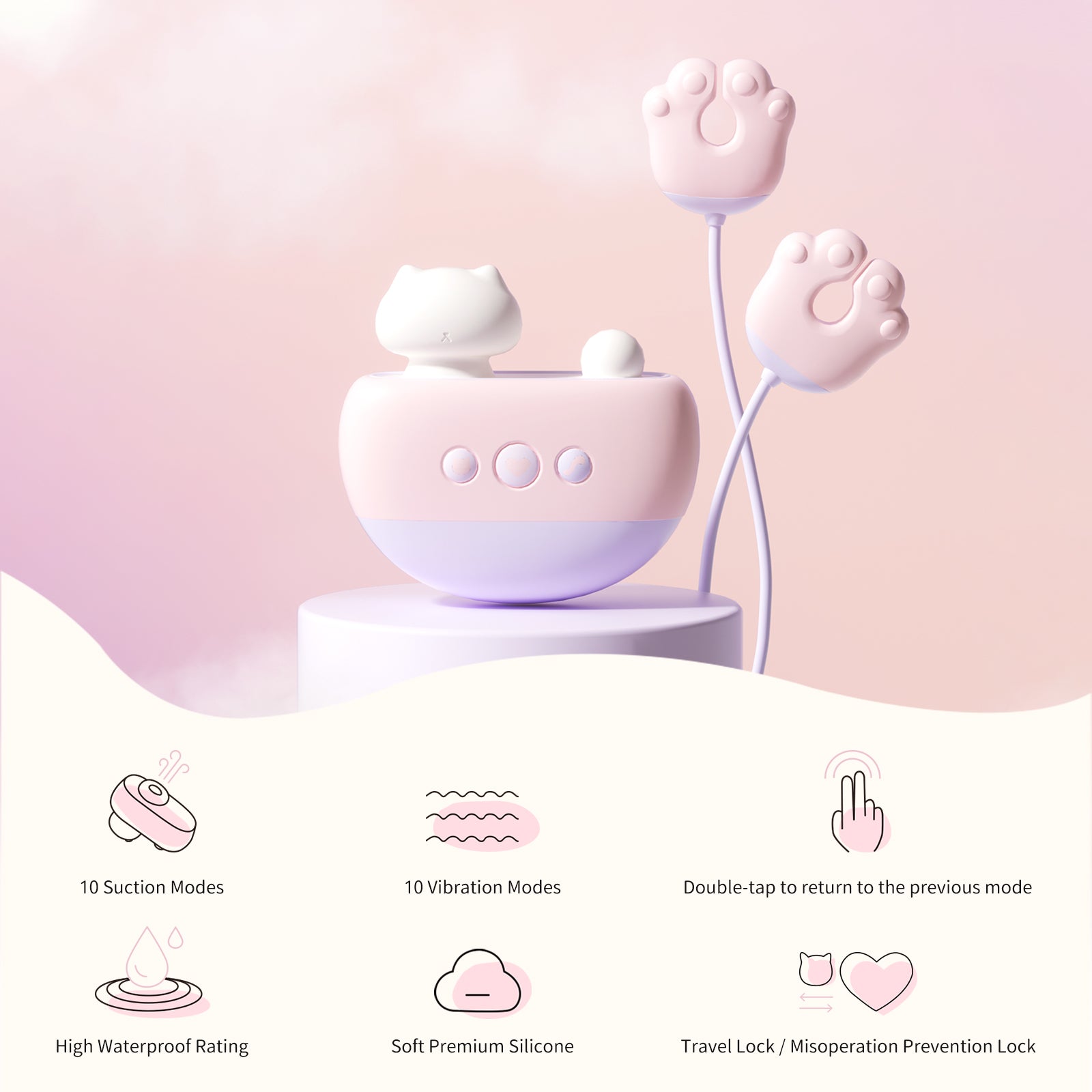 POPOCAT Clit Sucking & G-Spot Vibrator with Nipple Clamps App Controlled