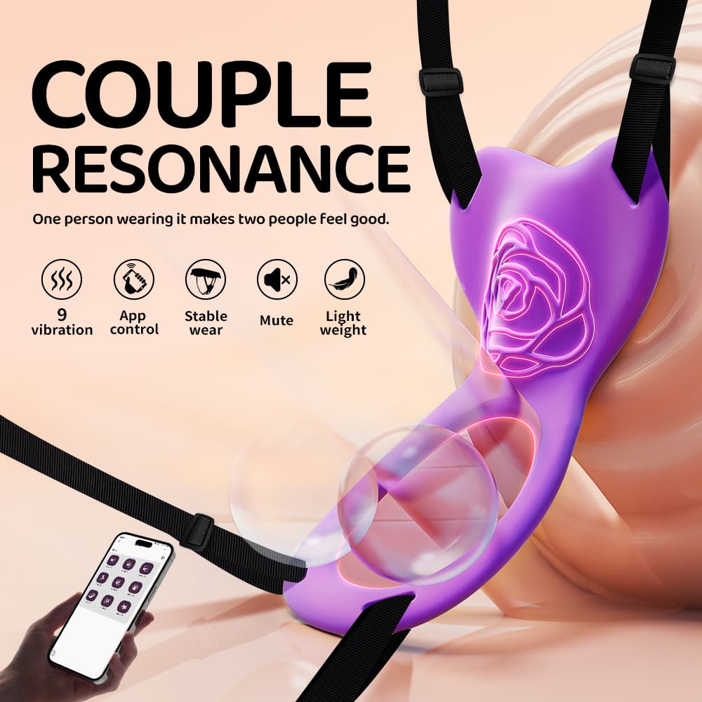 Purple Rose Wearable Clitoral Couples Vibrator App-Controlled