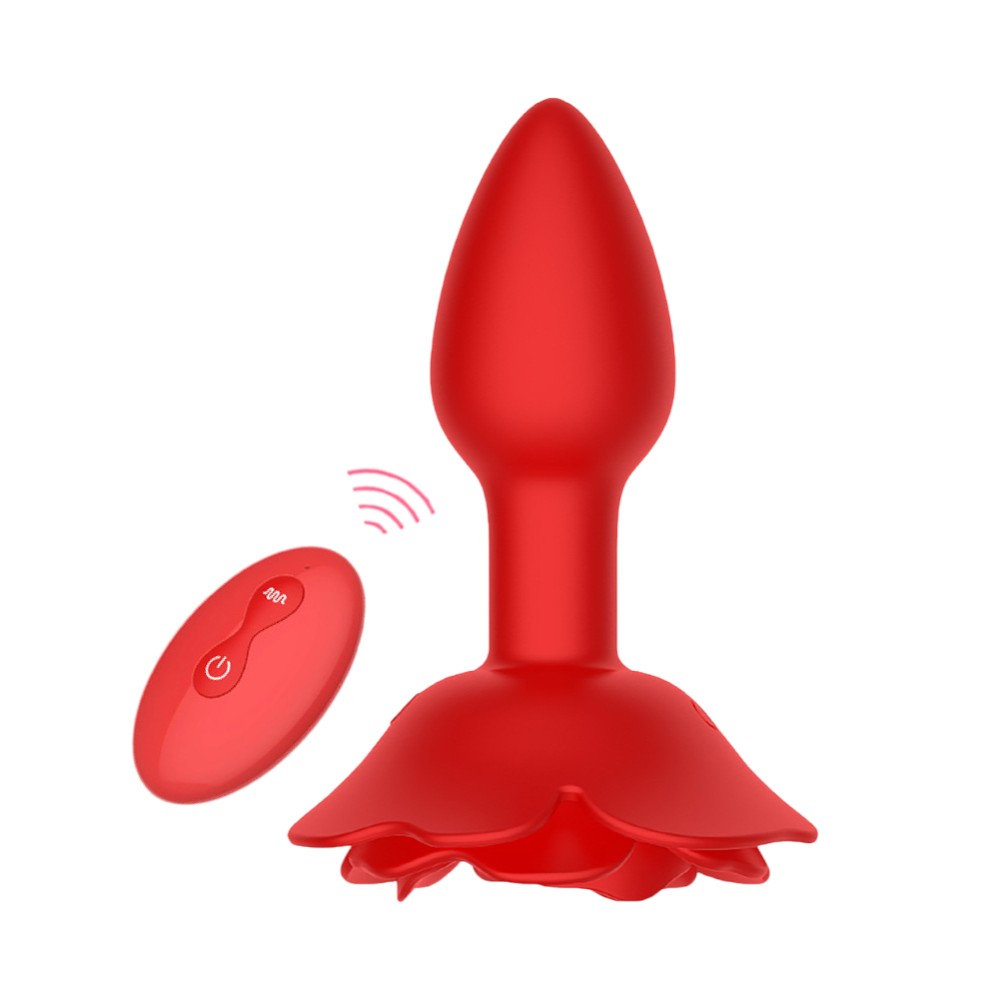 Rose Rotating & Vibrating Butt Plug 3.15 Inch Remote Controlled