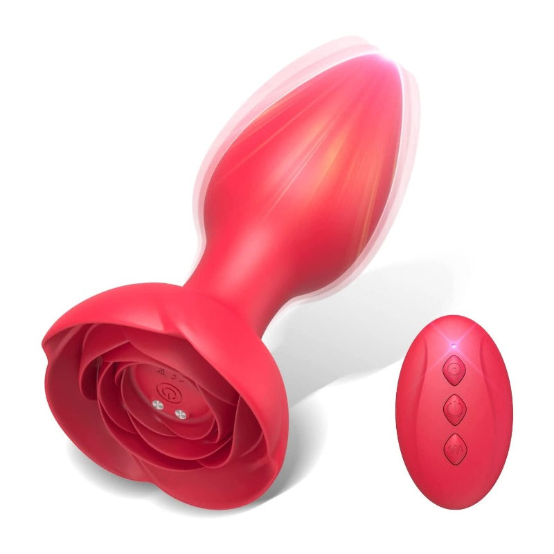 Rose Vibrating Butt Plug Remote Controlled