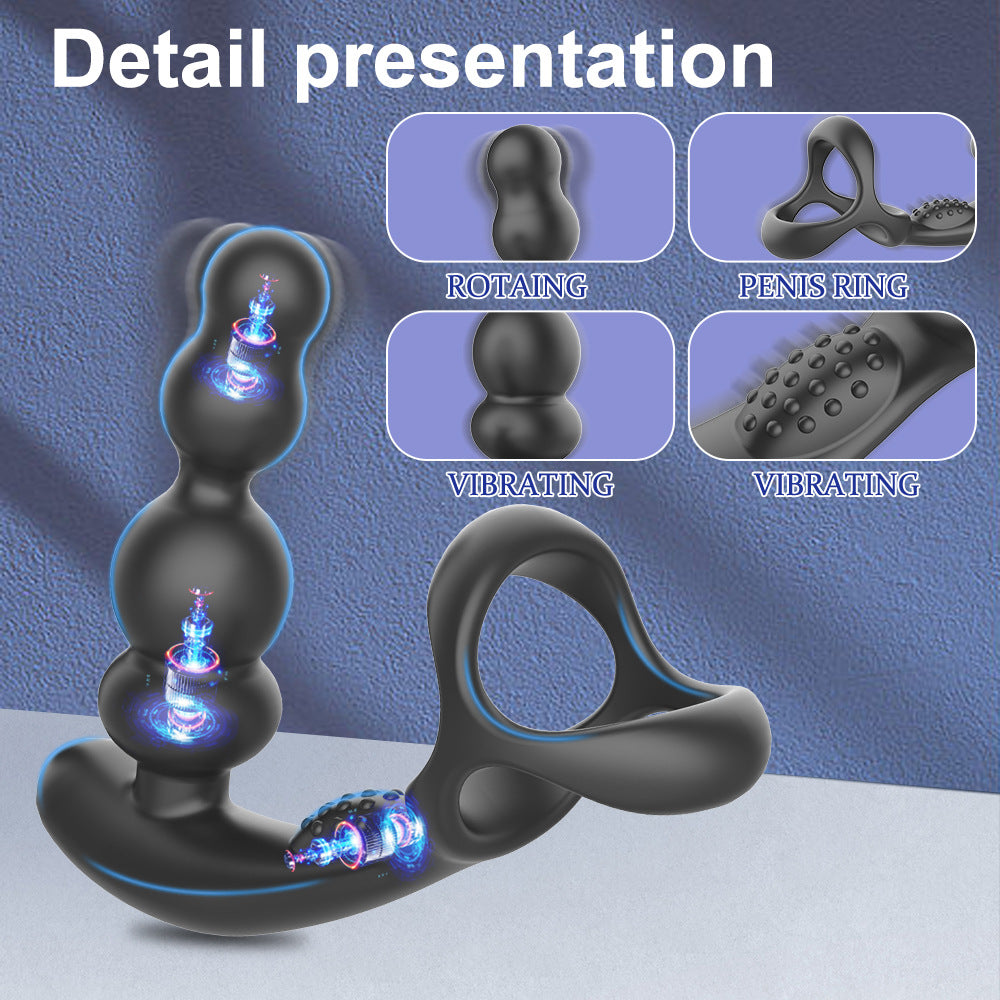 Rotating & Vibrating Anal Beads with Prostate Massager & Cock Ring Remote Controlled