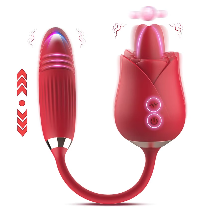 MELO Clit Licking & Thrusting Rose Vibrator