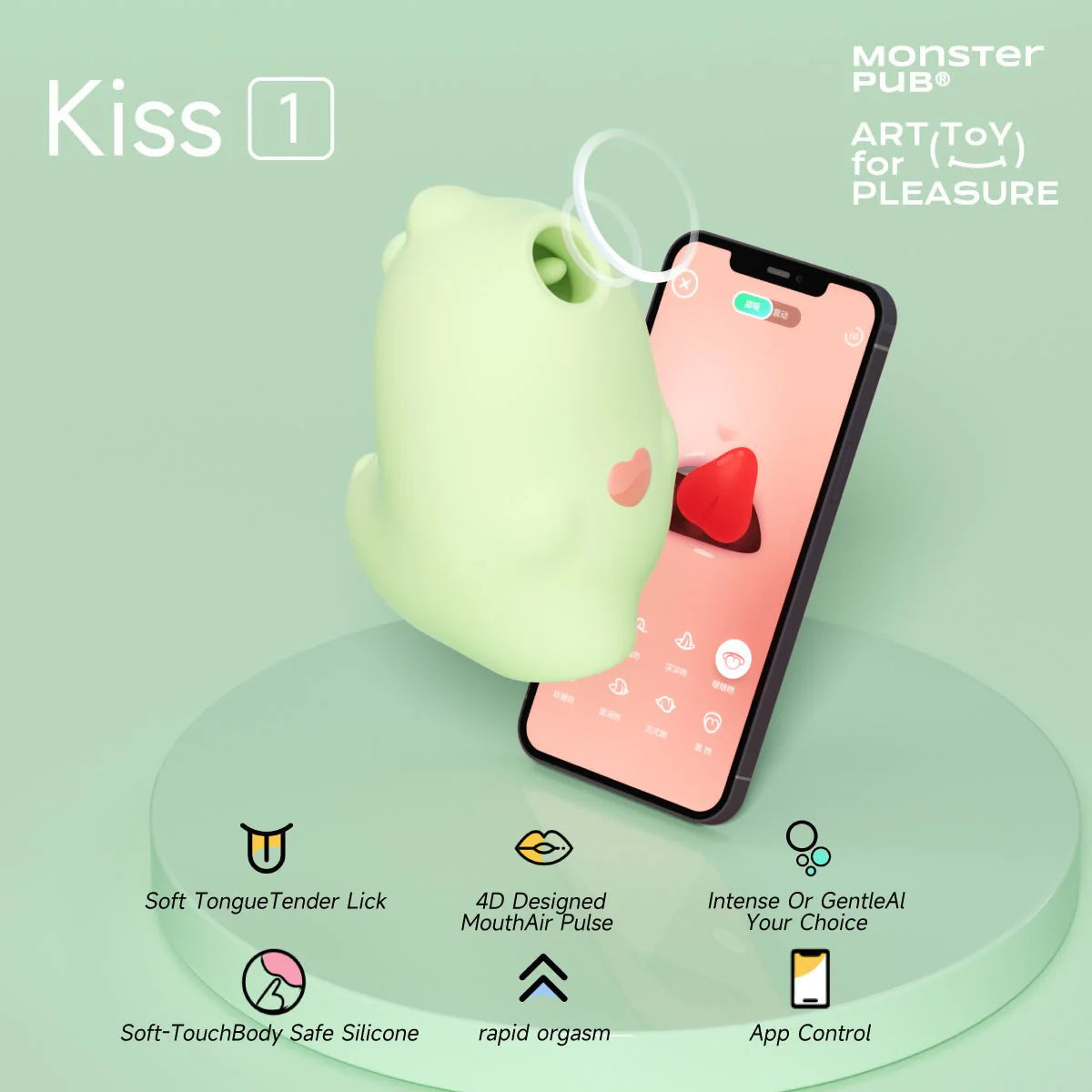 Monster Pub Magic Kiss Clit Suck-Licking Vibrator App-Controlled - Master Godzilla