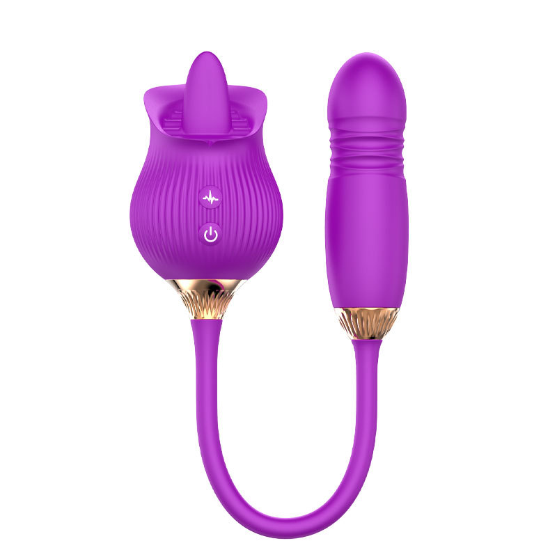 YW Clit Licking & G-Spot Thrusting Rose Vibrator 12-Modes