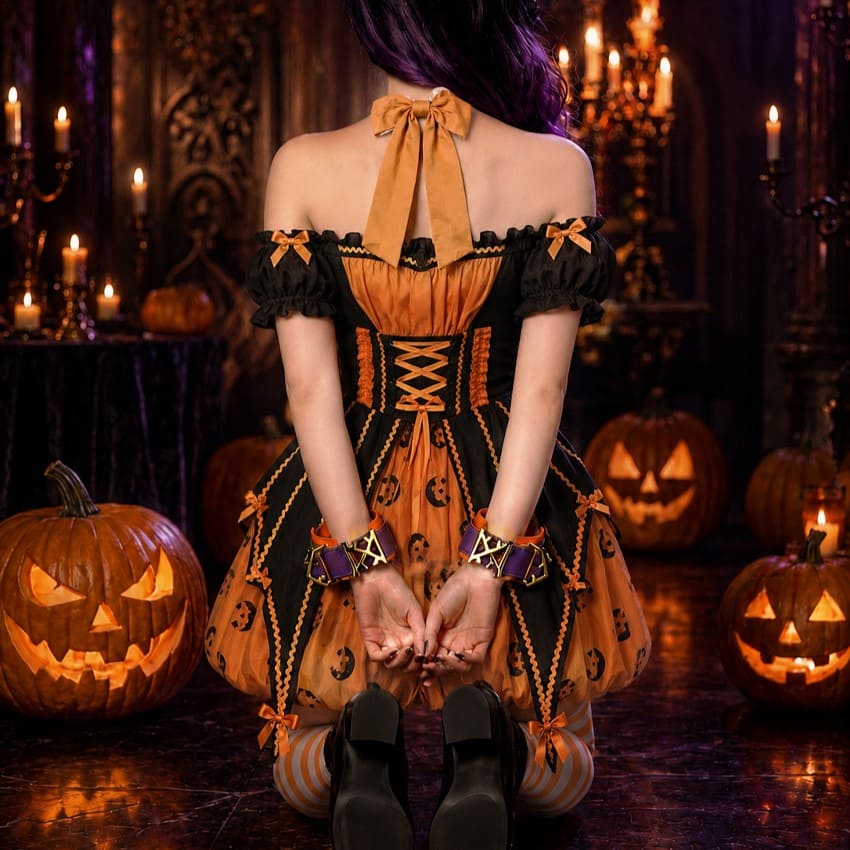 FUNSM Halloween Pumpkin Leather HandCuffs
