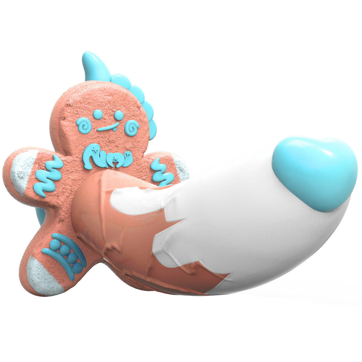 Christmas Gingerbread Man Silicone Dildo 7.4 Inch - Light Blue