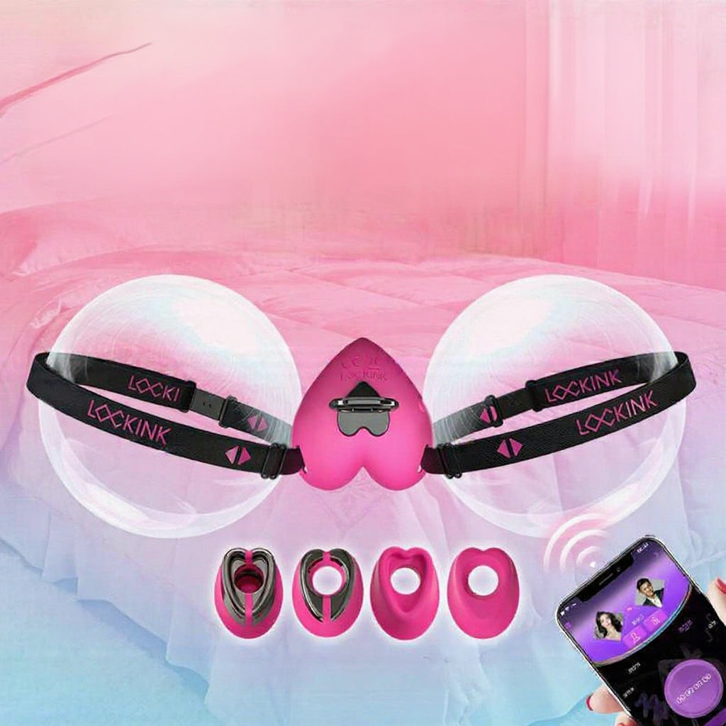 LOCKINK Pink Heart E-Stim Strap-On Wearble Vibrator App Controlled